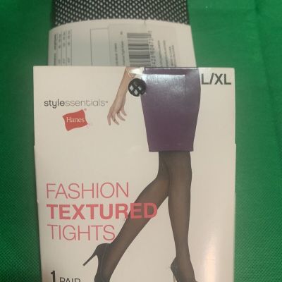 Tights Hanes Style Essential Fashion TEXTURED Tights Black L/XL  Non-Control